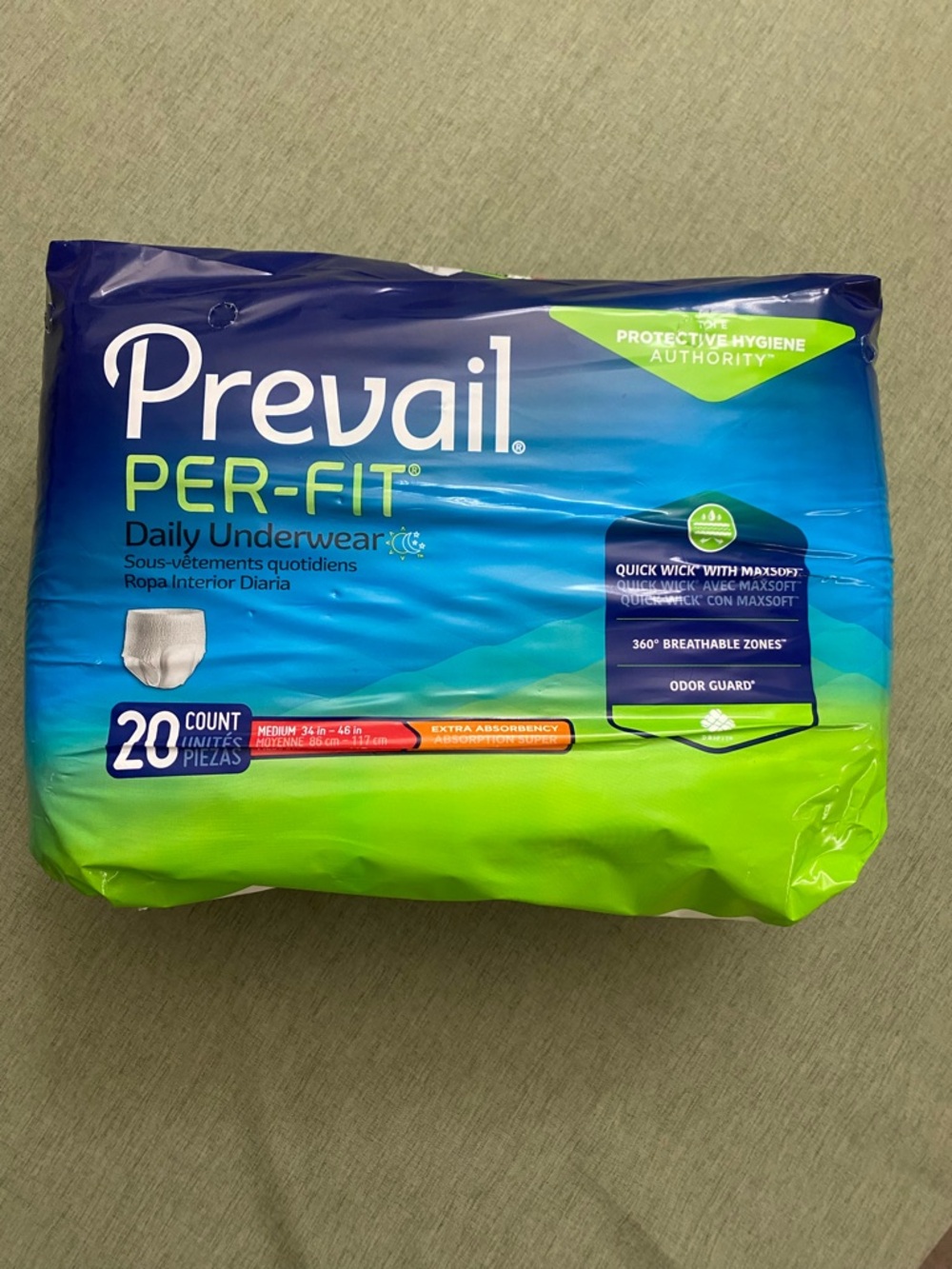 Prevail Daily Underwear -  Pack  of 20 - Adult Incontinence Underwear - Medium